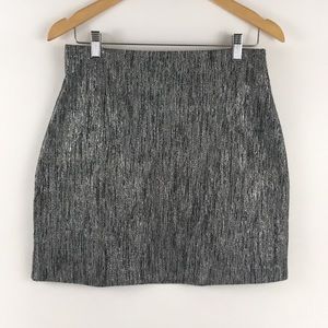 H&M silver metallic glitter tweed aline mini skirt